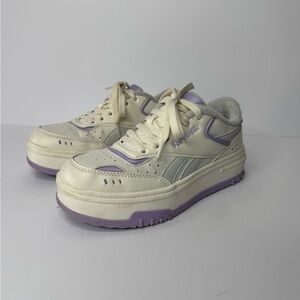 Reebok Royal Prime Women’s Size 4 White Purple Platform Sneakers